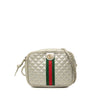 Gucci Mini Quilted Metallic Calfskin Web Trapuntata Crossbody Secondhand