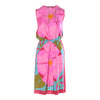 Secondhand Ken Scott Vintage Pink Floral Silk Midi Dress with Tassel Belt - '80s
