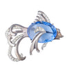 Secondhand Vintage Sterling Silver Blue Crystal Fish Brooch - '60s