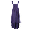 Secondhand Miu Miu Long Purple Sleeveless Dress with Ruffle Straps and Tiered Pleated Skirt - '10s