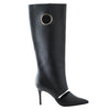 Secondhand Salvatore Ferragamo Black Cutout Leather Eyelet Knee Boots - '10s