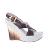 Secondhand Casadei Brown Crocodile Effect Leather Wedge Sandals - '10s