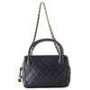 Secondhand Chanel black lambskin top handle bag - '90s