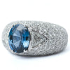 Secondhand Oval Sapphire & Diamond Pavé Ring – White Gold - '90s