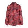 second hand Lawrence Steele Red Palm Print Silk Blouse