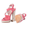 Secondhand Casadei Pink Nubuck Leather Ankle Strap Espadrille Sandals