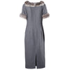 second hand Collection Privée Gray Wool Blend Dress With a Faux Fur Collar And Cuff