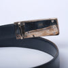Secondhand Gucci Black Leather Belt with Silver-Tone Buckle