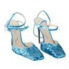 Secondhand Cesare Paciotti Blue Sequin Stiletto with Ankle Strap - '10s