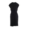 Secondhand Hermès Black Draped Jersey Dress with Oversized Silver Hook Buckle – ’00s
