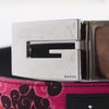 Secondhand Gucci Pink GG Canvas Belt with Silver G Buckle - '00s