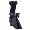Secondhand Yves Saint laurent Black Velvet Dress with Ruffle Shoulders and High-Low Skirt - '80s
