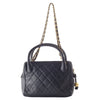 Secondhand Chanel black lambskin top handle bag - '90s