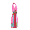 Secondhand Ken Scott Vintage Pink Floral Silk Midi Dress with Tassel Belt - '80s