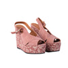 second hand Castañer Pink Suede Espadrille Wedge Sandals with Floral