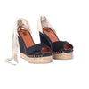 Secondhand Marc Jacobs Black Studded Espadrille Wedges with Ankle Ribbon Ties - '10s