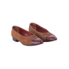 Secondhand Prada Brown Leather Ballet Flats With Croc-Effect Toe -'80s