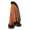 Secondhand Adrienne Landau Vintage Brown Embroidered Suede & Fox Fur Cape - '90s