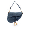 Dior Oblique Embroidered Denim Saddle Bag Secondhand