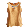 Secondhand Miu Miu Gold Silk Top with Embellished Neckline
