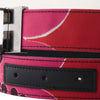 Secondhand Gucci Pink GG Canvas Belt with Silver G Buckle - '00s
