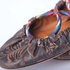 Secondhand Valentino Garavani Printed Leather Wrap Ballet Flats in Brown - '10s