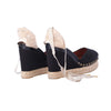 second hand Marc Jacobs Black Studded Espadrille Wedges with Ankle Ribbon Ties