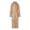 Secondhand Denimaxx Beige Calf Hair & Leather Maxi Coat with Fur Trim - '90s