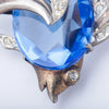 Secondhand Vintage Sterling Silver Blue Crystal Fish Brooch - '60s