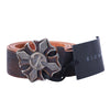 Secondhand Richmond Distressed Brown Leather Belt with Cross Buckle - '00s