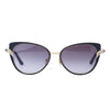Secondhand Cartier Metal Pearl Cat Eye Sunglasses Black Silver -'10s