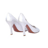 second hand Louis Vuitton Silver Matte Metallic Leather Open Toe Heels Rhinestone Shoes
