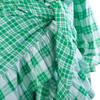 Secondhand Yves Saint Laurent Green Plaid Peasant Blouse Wrap Skirt Set - '70s