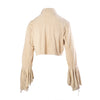 Secondhand Roberto Cavalli Beige Suede Lace-Trim Tie-Front Blouse - '00s