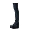 Secondhand Rick Owens Thigh-High Leather Wedge Boots - '10s