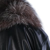 second hand Yves Saint Laurent Black Leather Coat with Silver Fox Fur Trim