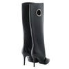 Secondhand Salvatore Ferragamo Black Cutout Leather Eyelet Knee Boots - '10s