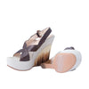 Secondhand Casadei Brown Crocodile Effect Leather Wedge Sandals - '10s