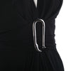Hermès Black Draped Jersey Dress with Oversized Silver Hook Buckle
