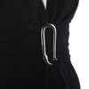 Secondhand Hermès Black Draped Jersey Dress with Oversized Silver Hook Buckle – ’00s