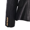 Secondhand Balmain Black Leather Double-Breasted Blazer - '20s