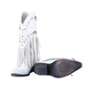 Secondhand Philipp Plein White Leather Fringe Cowboy Boots - '20s