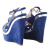 Secondhand Miu Miu Cut-Out Wedge Platform Sandals In Blue Suede - '10s