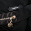 second hand Versace Black Asymmetric One-Shoulder Draped Top with Medusa Zipper