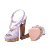 Secondhand Casadei Lavender Leather Platform Sandals with Sculpted Wooden Heel - '10s