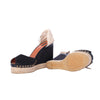 second hand Marc Jacobs Black Studded Espadrille Wedges with Ankle Ribbon Ties