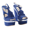 Secondhand Miu Miu Cut-Out Wedge Platform Sandals In Blue Suede - '10s