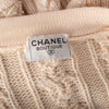 Secondhand Chanel Ivory Pearl-Embellished Cable-Knit Wool Cardigan - '90s