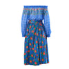 Secondhand Yves Saint Laurent Top And Blue Floral Silk Skirt Set - '70s