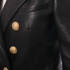 second hand Balmain Black Leather Double-Breasted Blazer - '20s